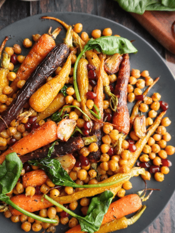 Honey Roasted Carrots & Chickpeas (garbanzo beans) is a delicious side dish that can double as a light vegetarian main course. Itβs a great mix of sweet, savory, and crunchy, and goes perfectly with roasted meats, grilled dishes, or grains like quinoa and couscous.